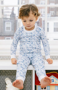 New York City Two Piece Kids Pajamas in NYC Blue