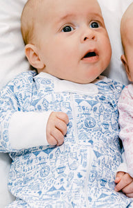 Boston Zip Baby Onesie in Sailor Blue