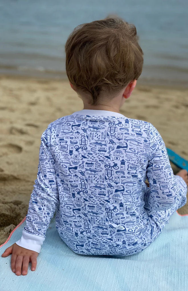 Cape Cod Two Piece Kids Pajamas in Cape Cod Sailor Blue