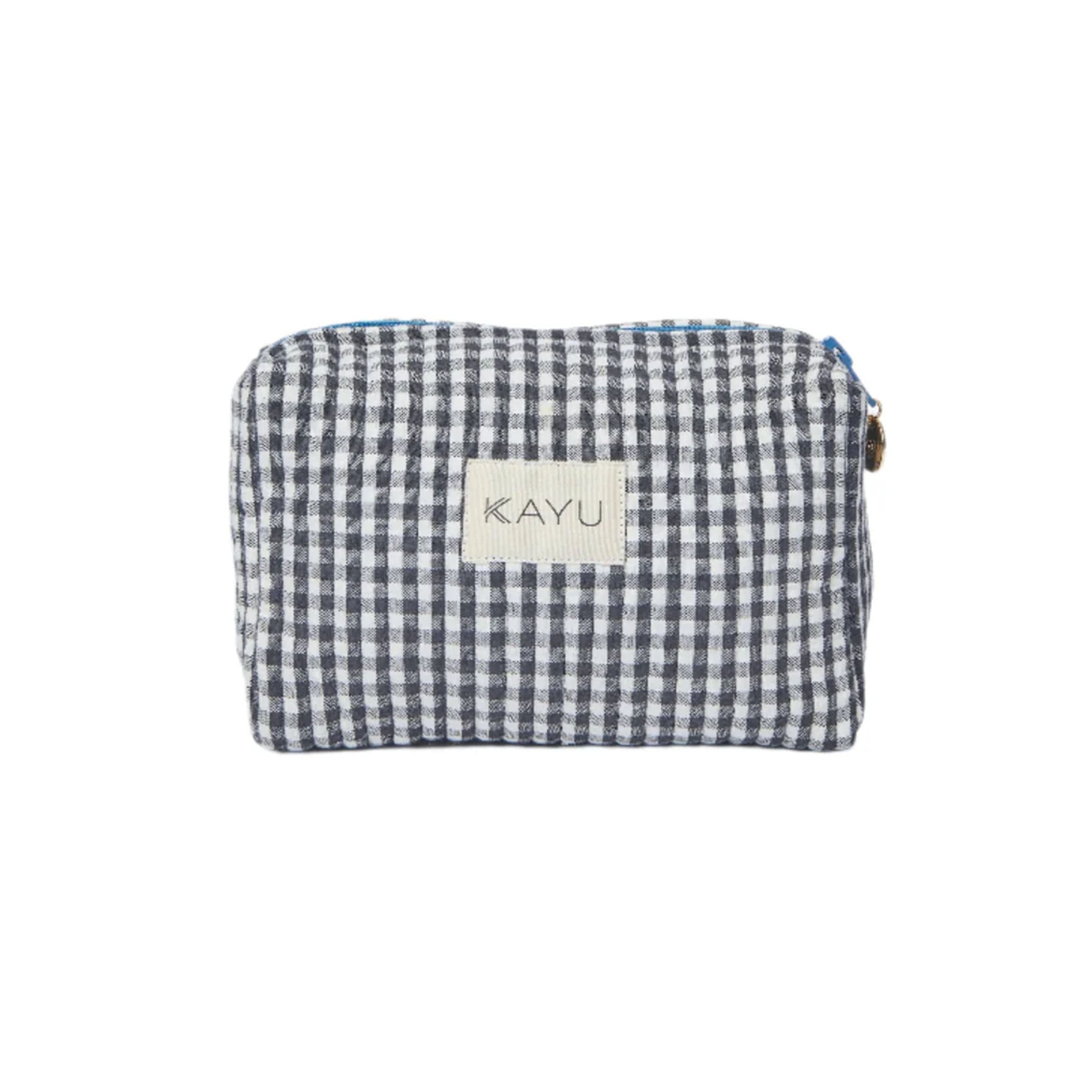 Mini Elsie Travel Case Zip Pouch Bag in Black Gingham
