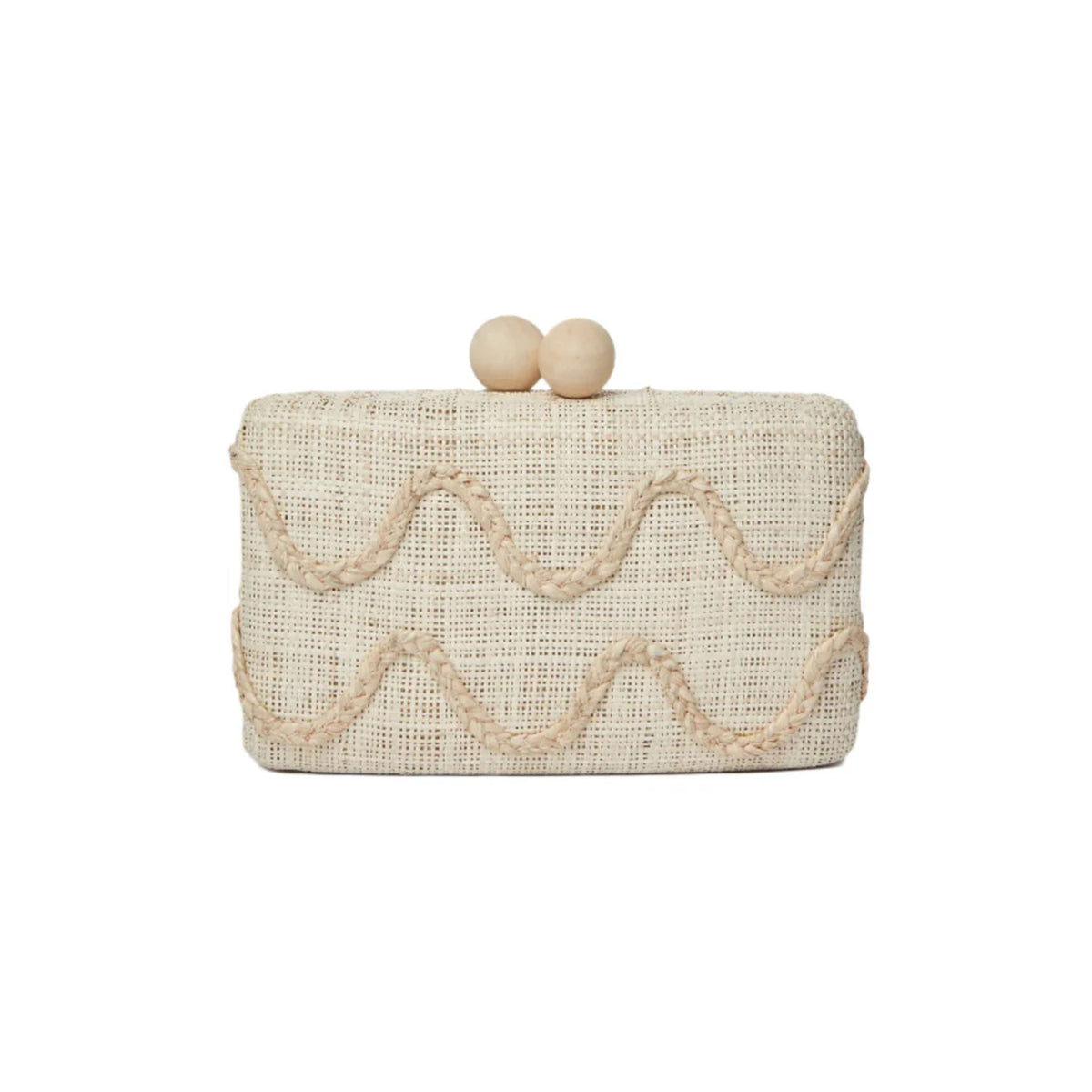 Tierra Embroidered Straw Clutch Bag in Natural