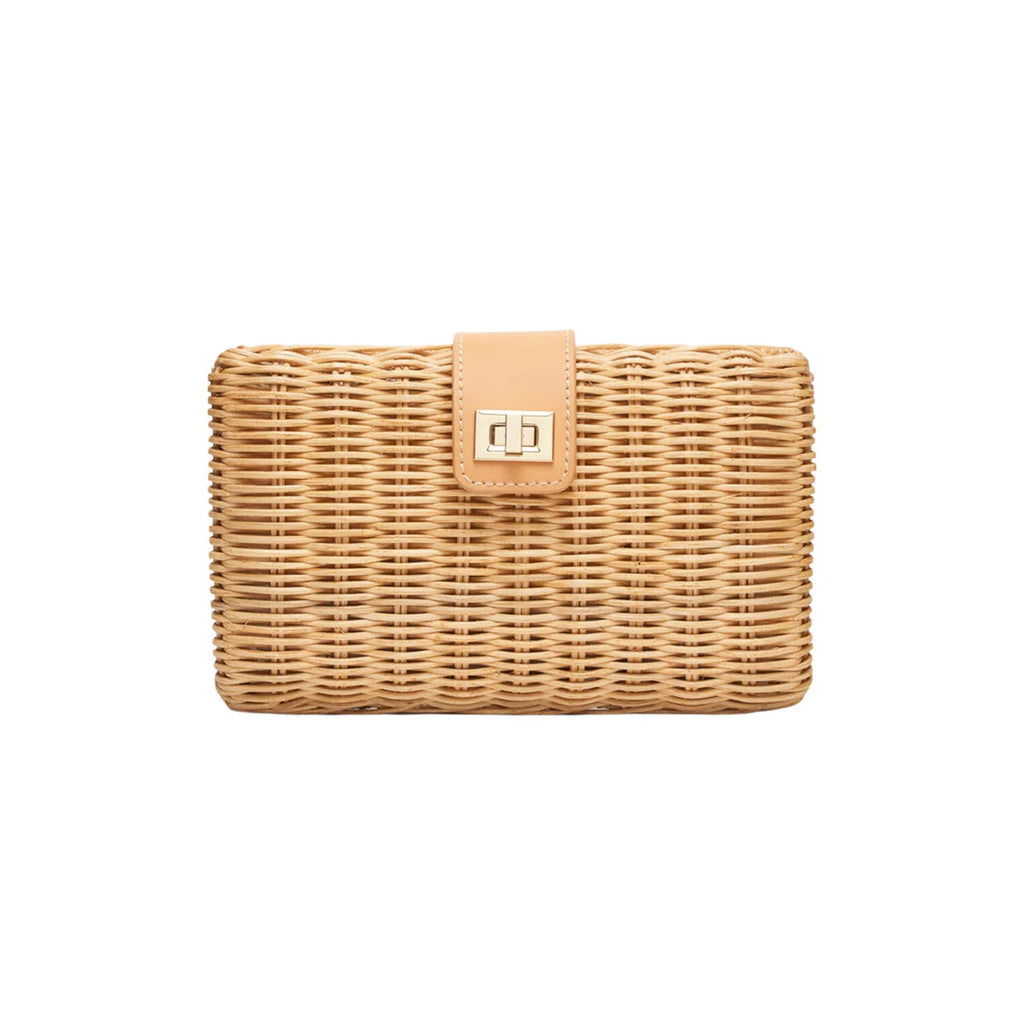 Lou Wicker Straw Clutch Bag