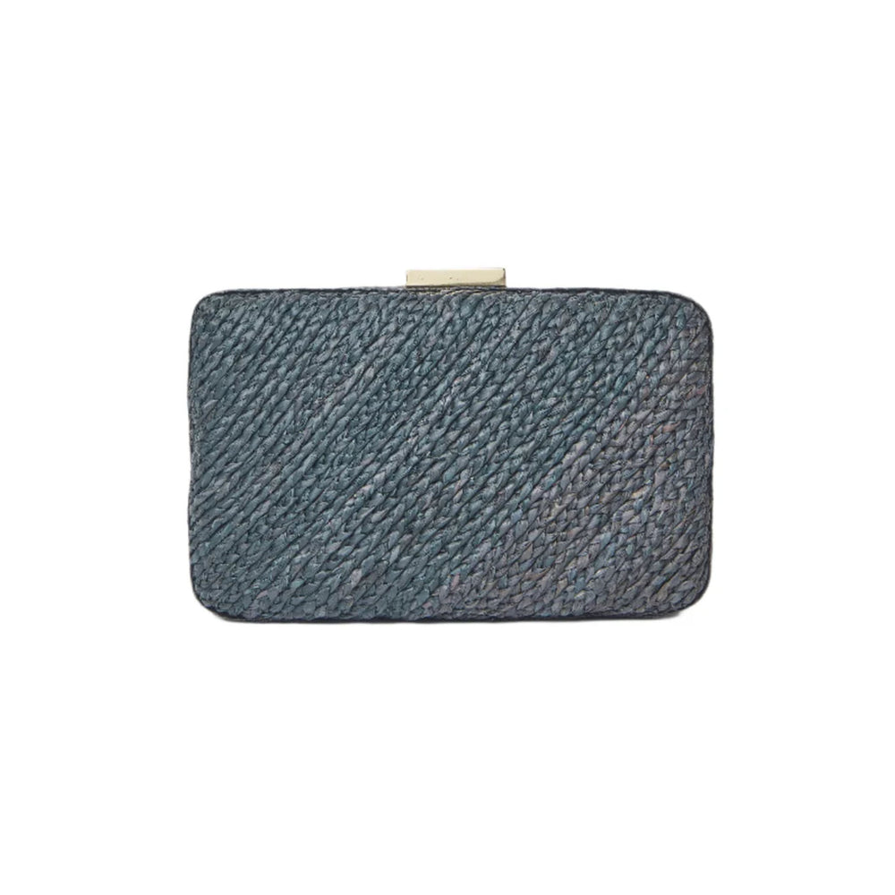Carmen Woven Straw Clutch Bag in Black