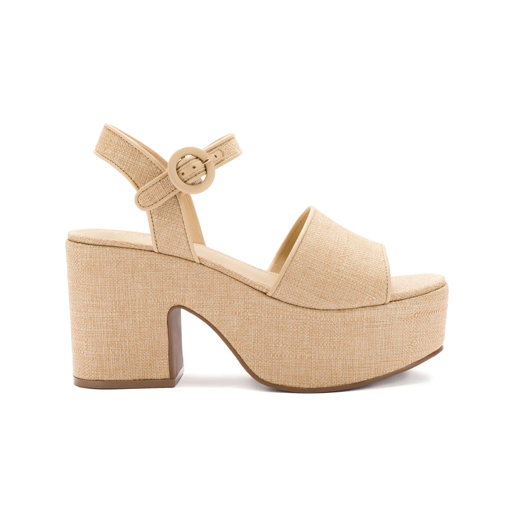 Miso Platform Strap Sandal In Beige Raffia