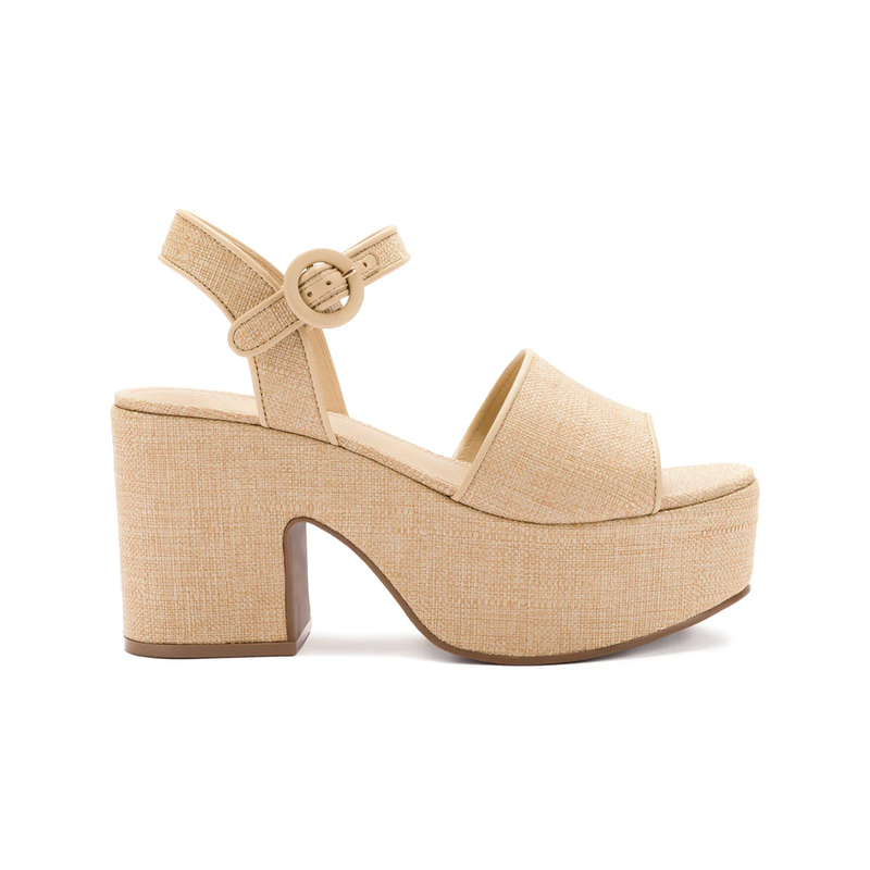 Miso Platform Strap Sandal In Beige Raffia