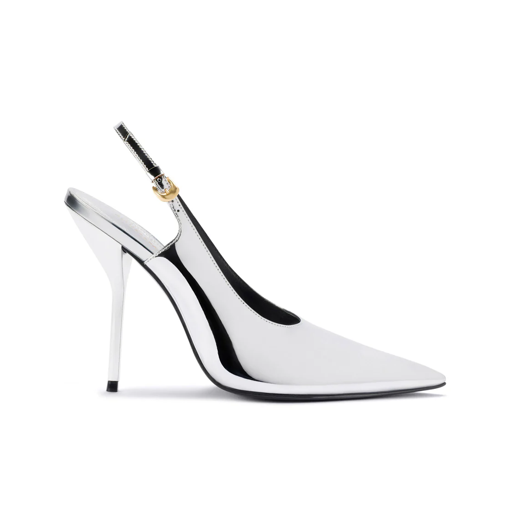 Larroudé x Altuzarra Pump In Silver Specchio