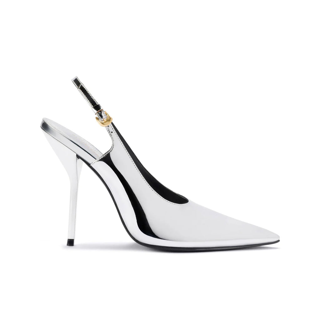 Larroudé x Altuzarra Pump In Silver Specchio