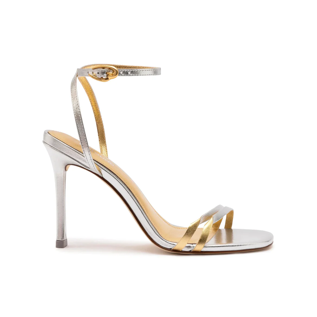 Vesper Sandal in Silver Metallic Leather