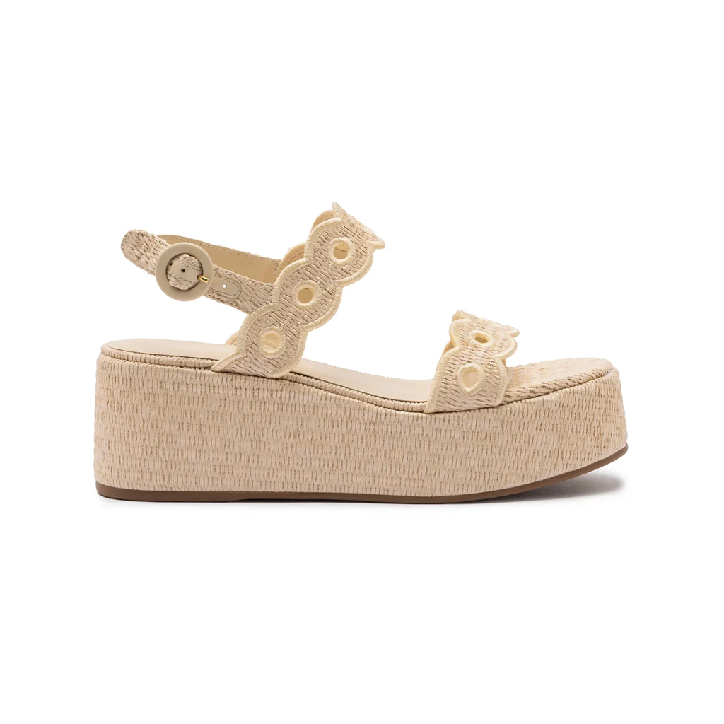 Florence Broderie Flatform in Natural Raffia