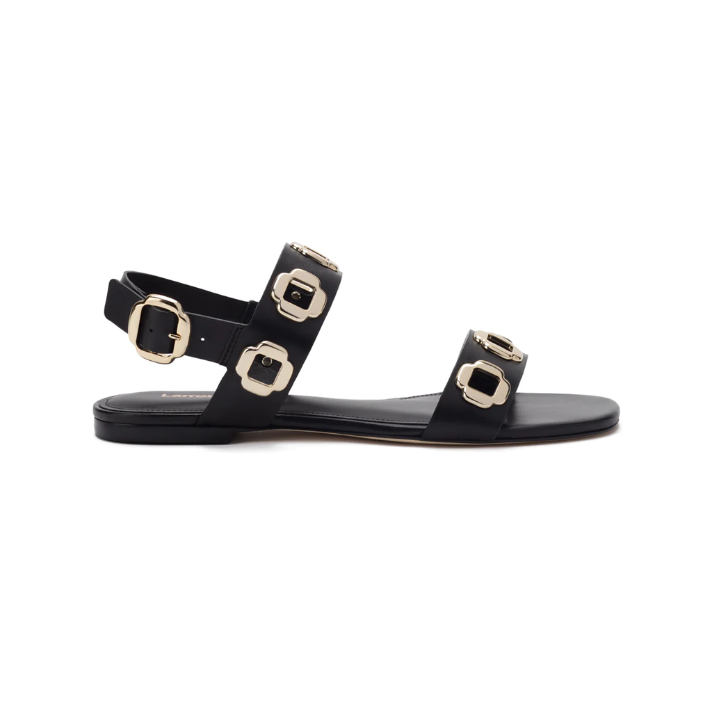 Milan Flat Sandal In Black Leather