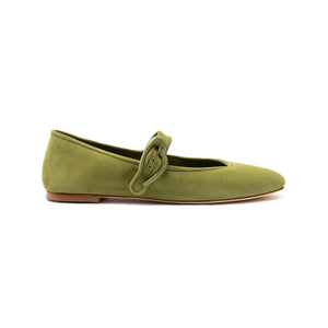 Verona Ballet Flat In Seaweed Suede