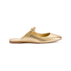 Blair Flat Mule in Gold Metallic Leather