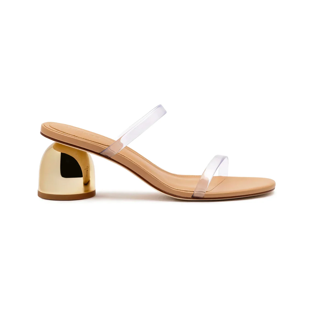 Dew Drop Mule in Tan Leather & Vinyl