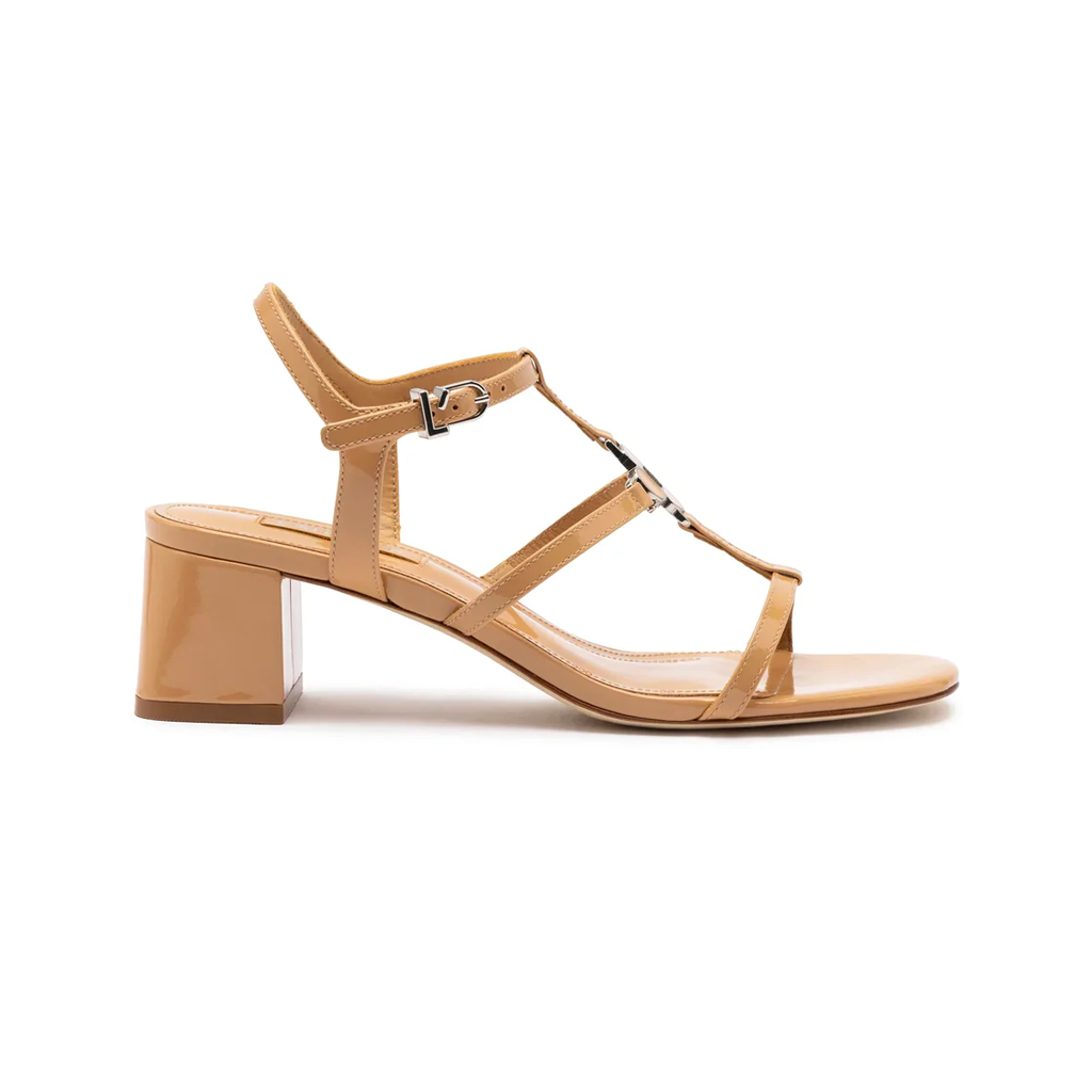 Hana Block in Tan Patent Leather