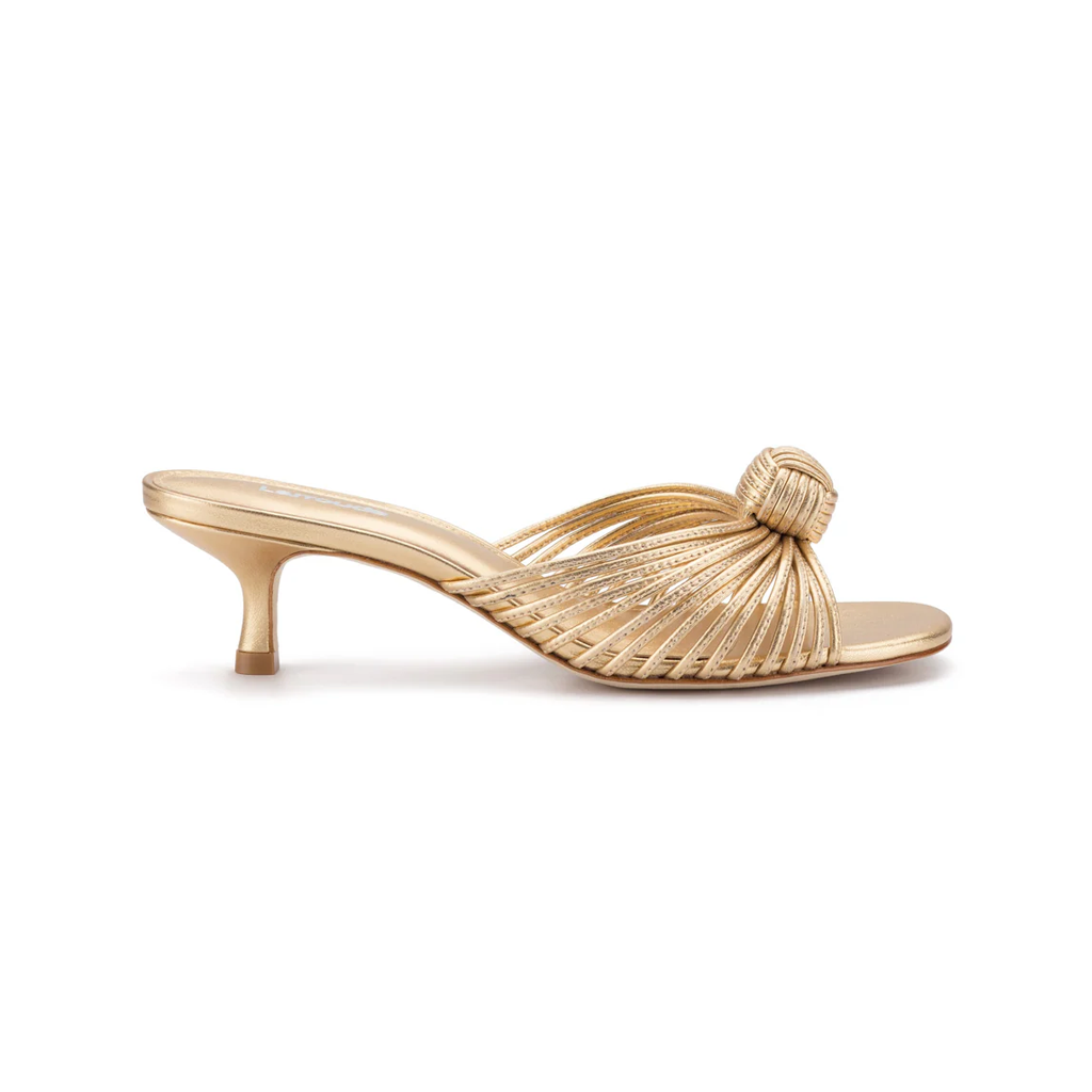 Valerie Mule In Gold Metallic Leather