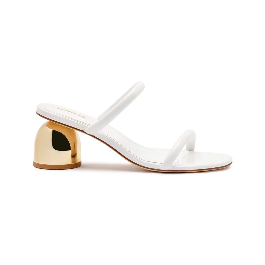 Dew Drop Mule in White Patent Leather