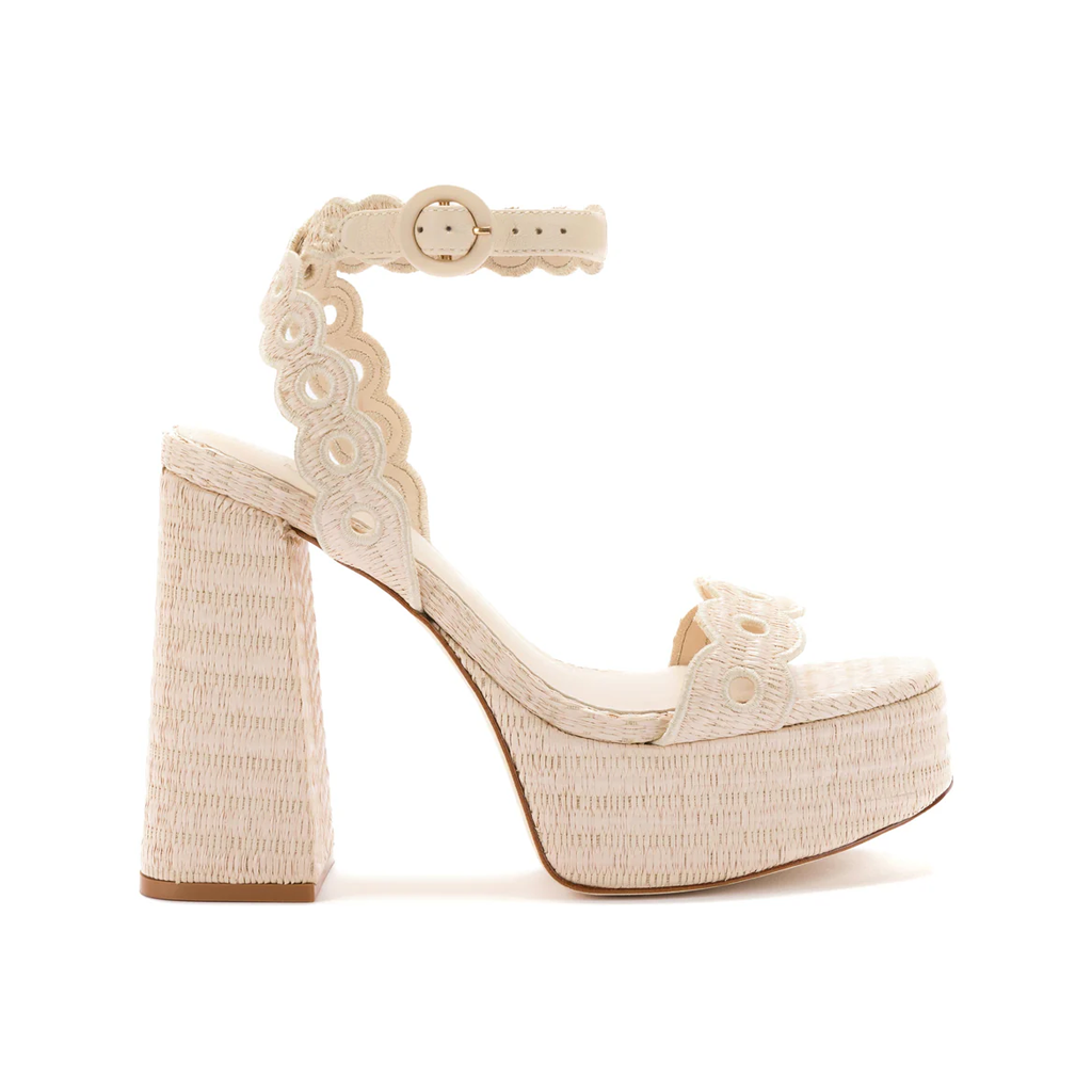 Dolly Broderie Sandal In Natural Raffia