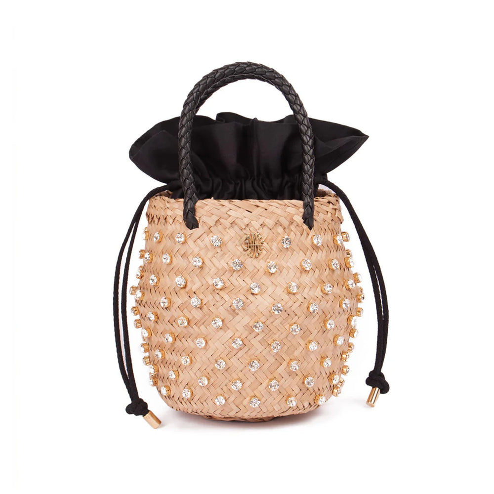 Nina Crystal Cotton Bag in Black