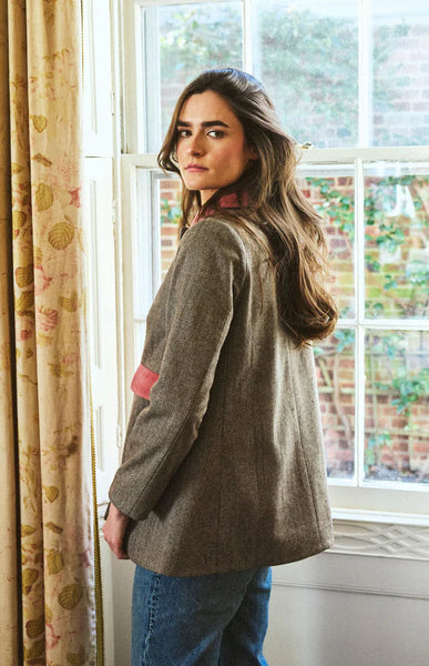 Amelie Swing Coat in Herringbone & Rose | Over The Moon