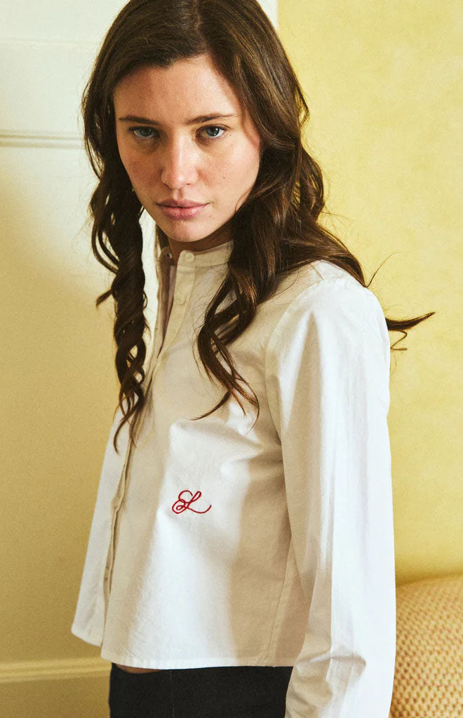 Henrietta Blouse in Blanc & Rouge
