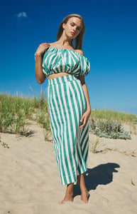 Kaia Set in Green Stripe