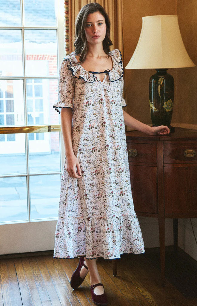 Victoria Dress in Fleur Bleue
