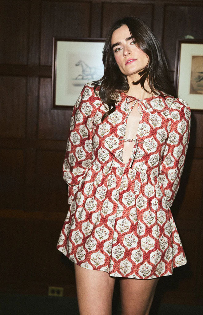 Gussie Dress in Saffron Trellis