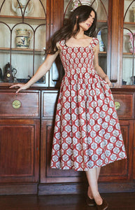 Lettie Dress in Saffron Trellis