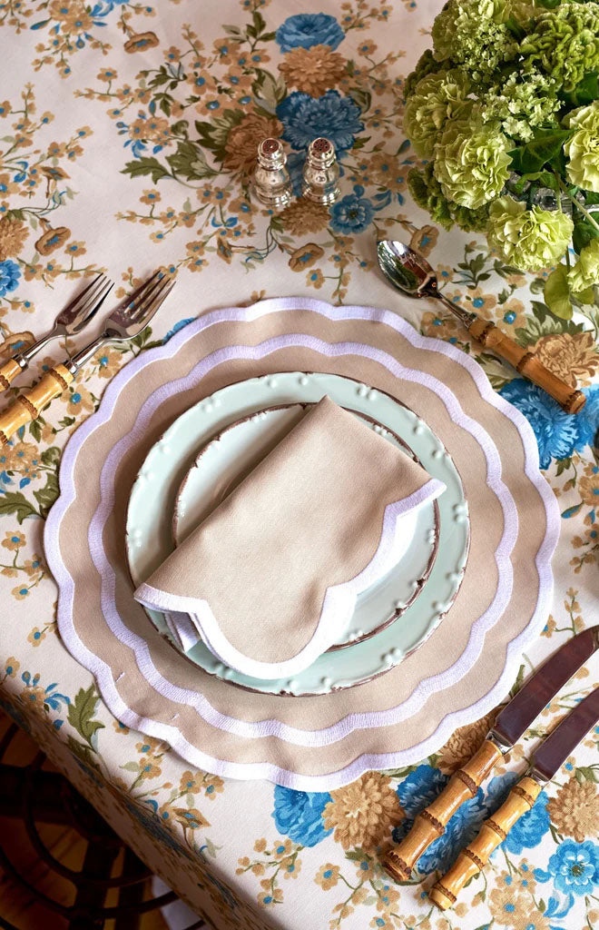 Beige Dahlia Tablecloth