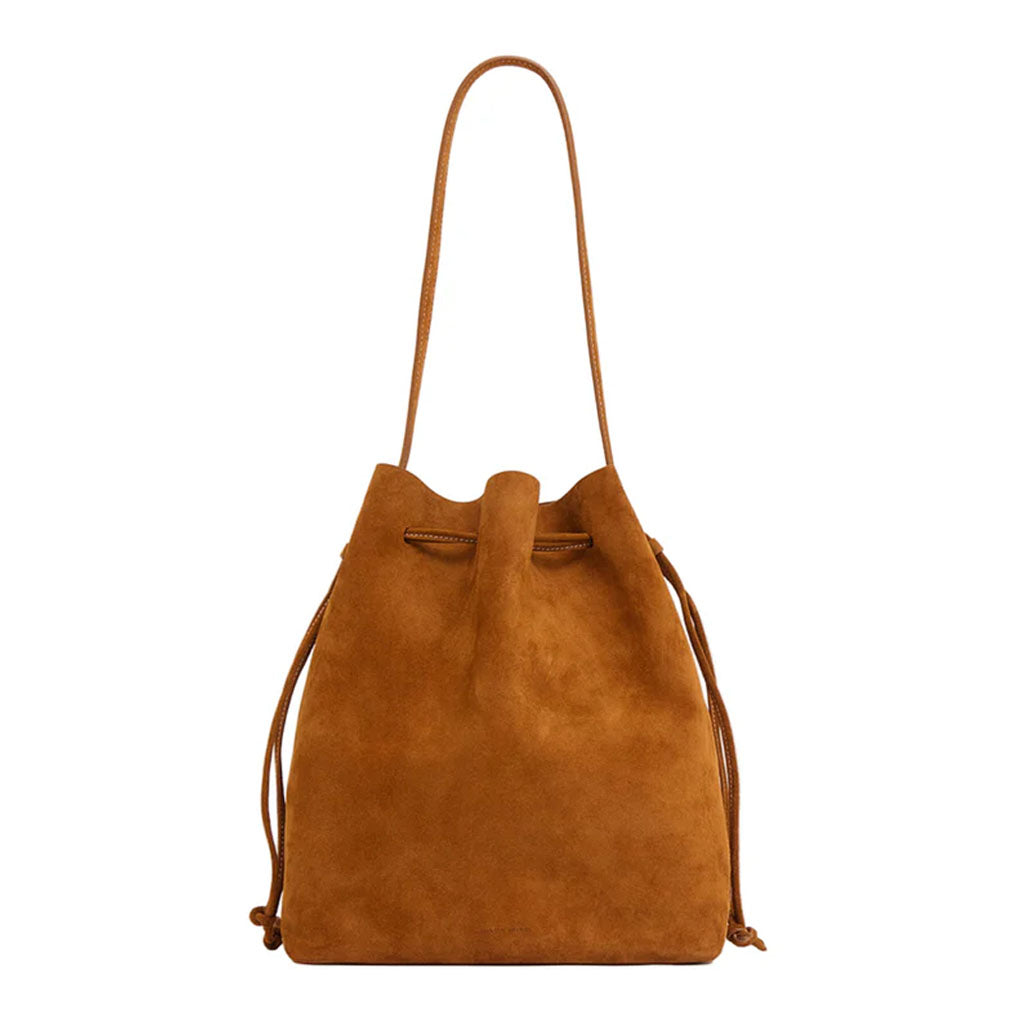Drawstring Cabas in Saddle Suede