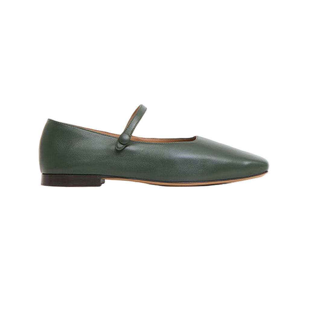 Square Toe Mary Jane in Moss