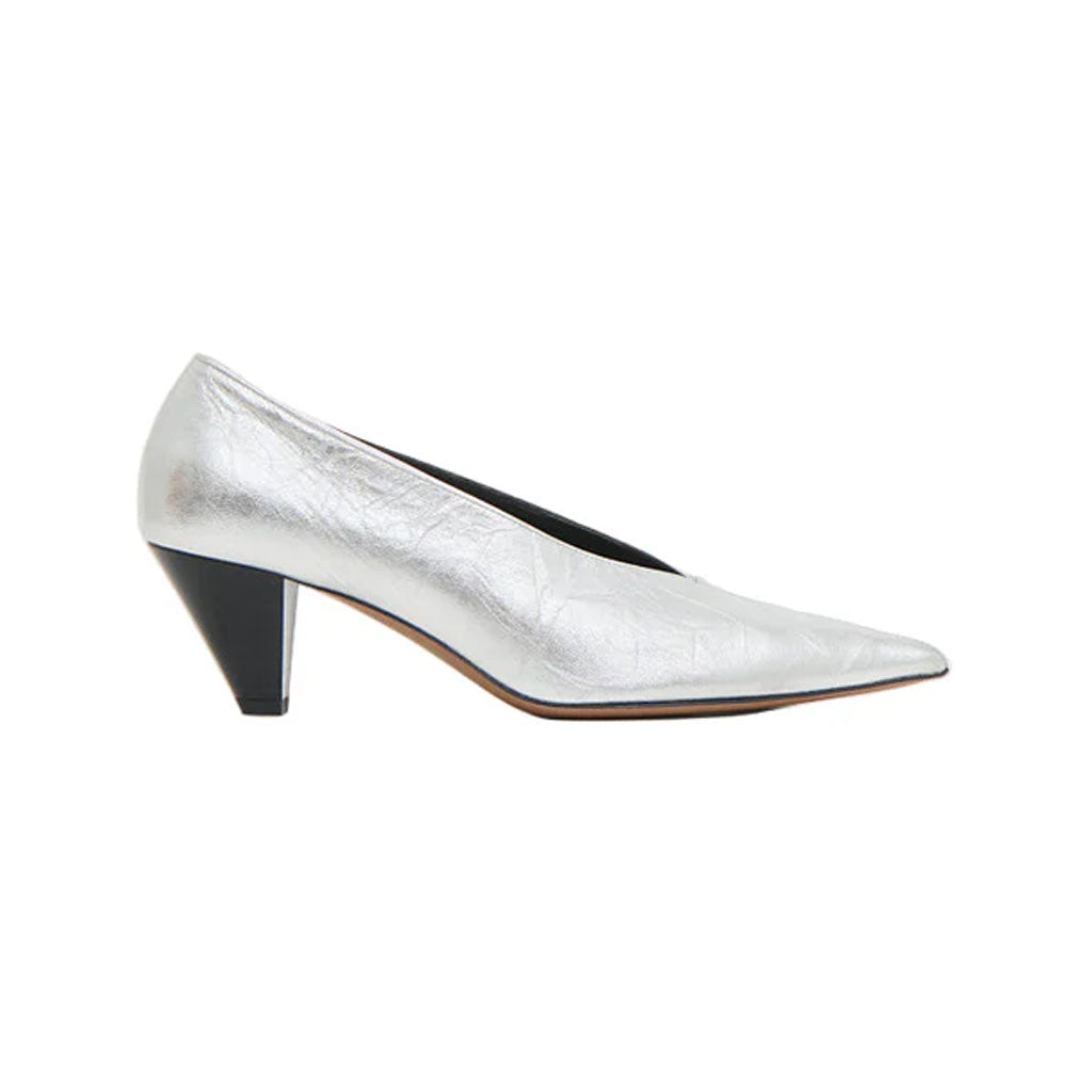 Kiki Heel in Crinkled Silver