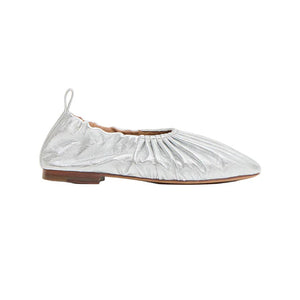 Ruched Ballerina in Crinkle Silver