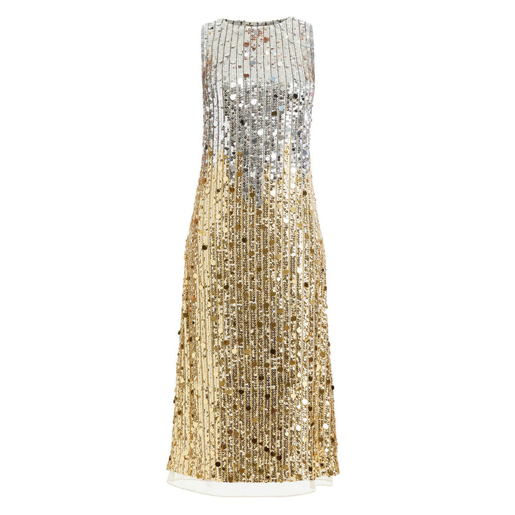 Celestina Sequin Dress in Champagne Ombre Sequin | Over The Moon Celestina Sequin Dress in Champagne Ombre Sequin | Over The Moon