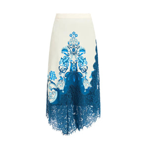 Gracie Lace Midi Skirt in Grotto Flourish
