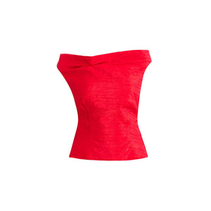 Taza Draped Top in Rose Red