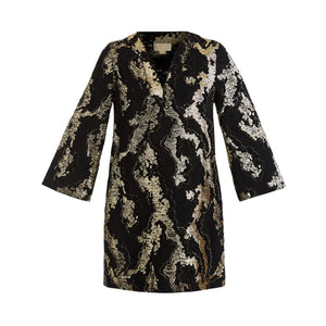Ines Mini Dress in Black & Gold Metallic