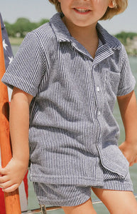 Boy’s Navy Stripe French Terry Short