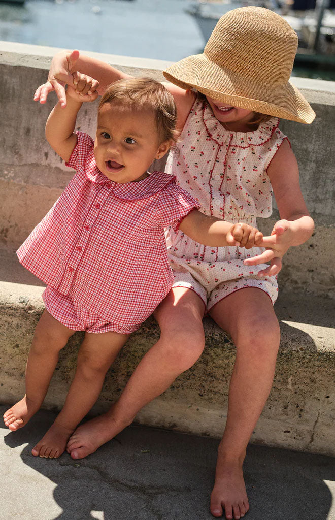Baby Girl’s Poppy Gingham Rounded Collar Top & Bloomer Set