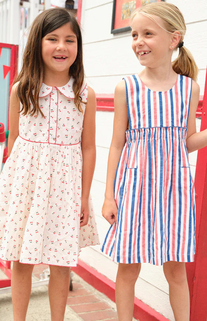 Girl’s Summer Cherries Rounded Collar Dress