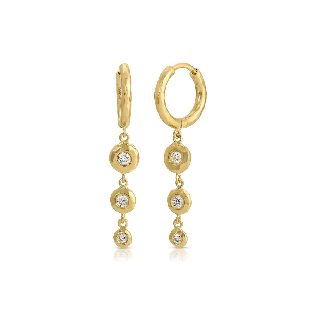 Charmed Micro Gabby Hoops in Tiered Diamond Nesting Gem Drops in Three