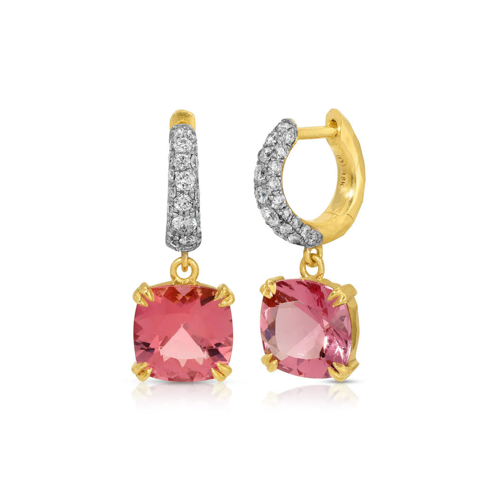 Cobblestone Micro Diamond Hoop with Morganite