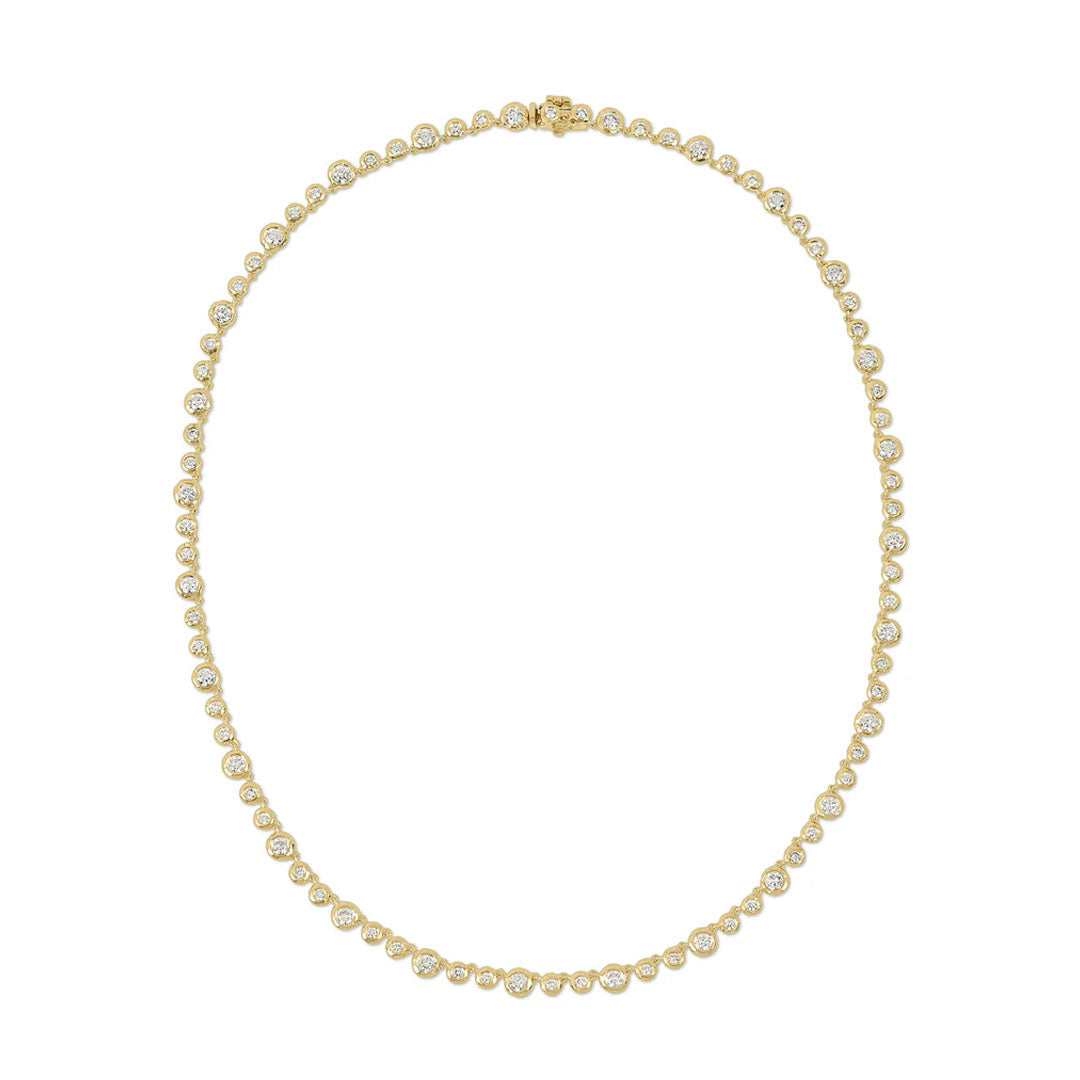 Micro Nesting Gem Tennis Necklace in Diamond