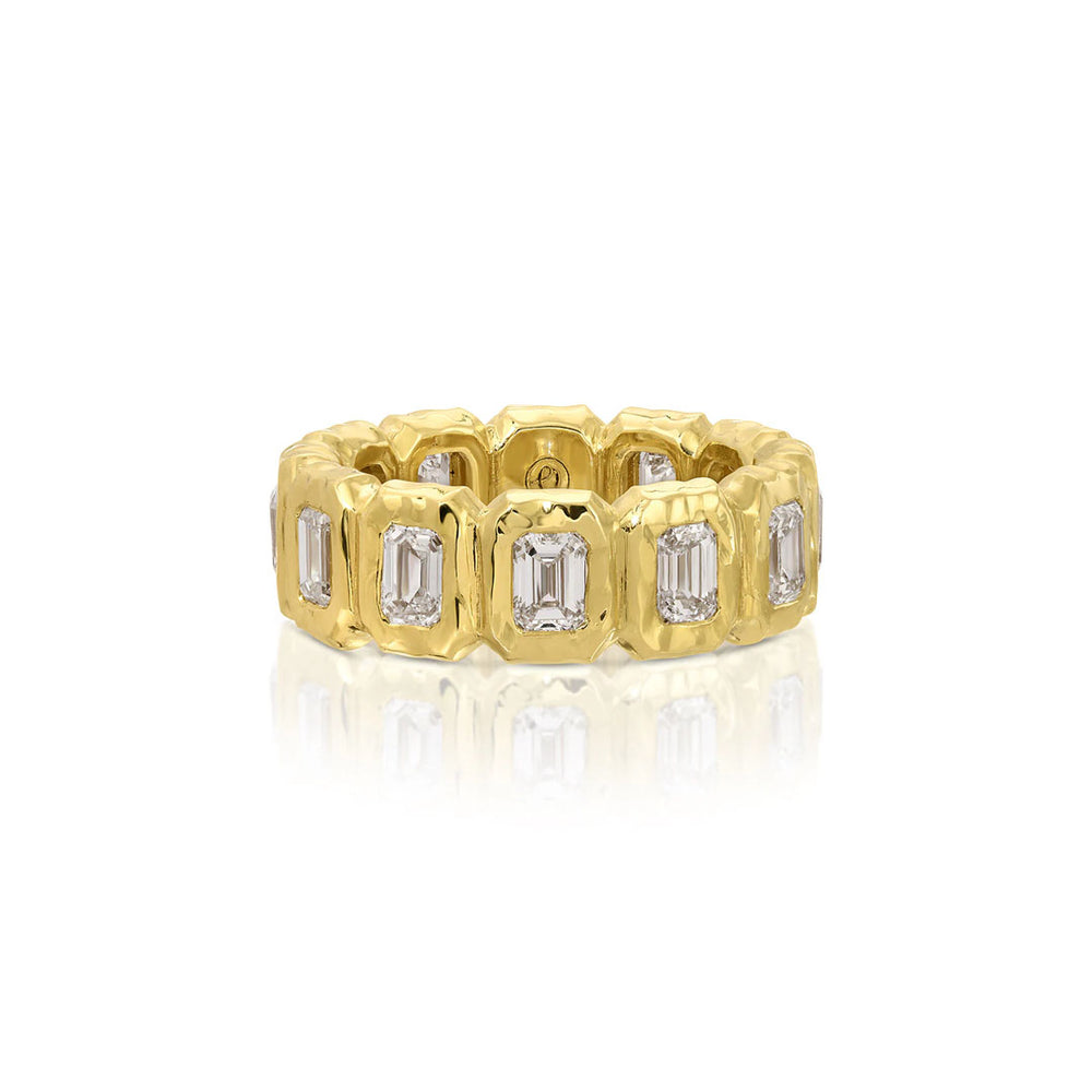 Emerald Cut Diamond Nesting Gem Eternity Ring
