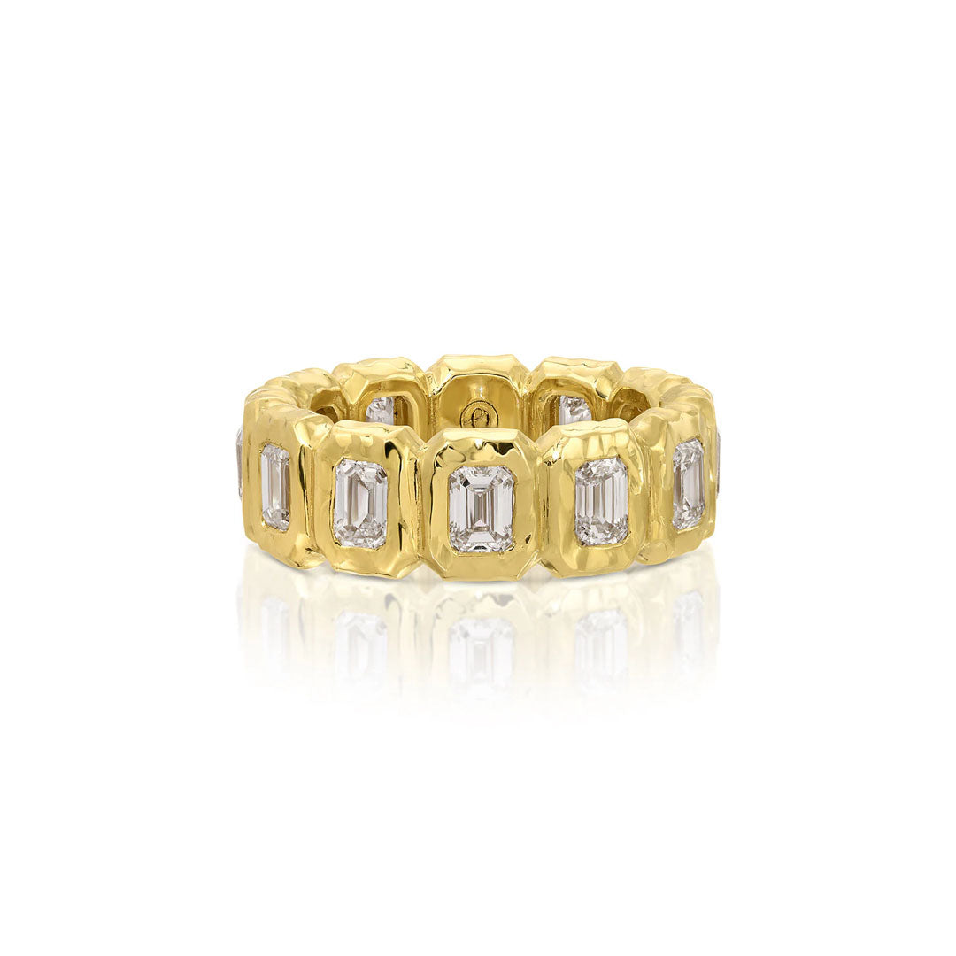 Emerald Cut Diamond Nesting Gem Eternity Ring