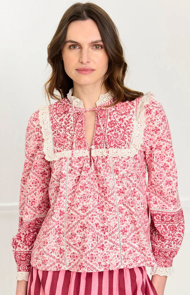 Burgundy Patchwork Nettie Blouse