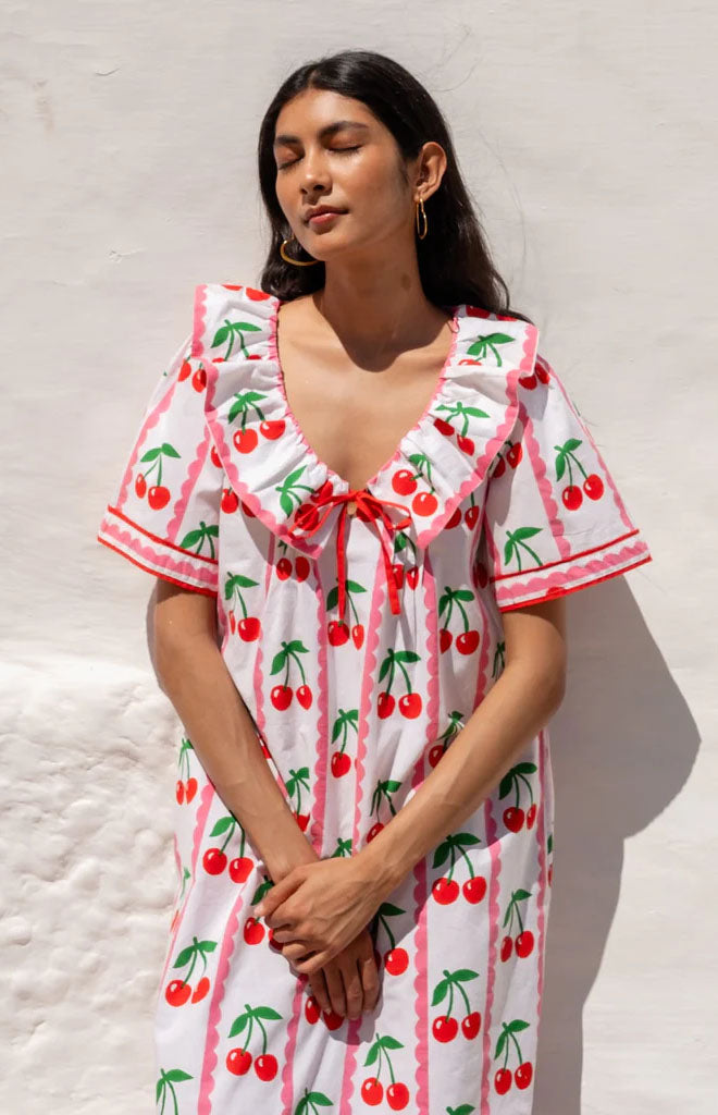 Scalloped Cherry Ava Dress