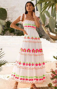 Neon Fruit Embroidery Athens Dress
