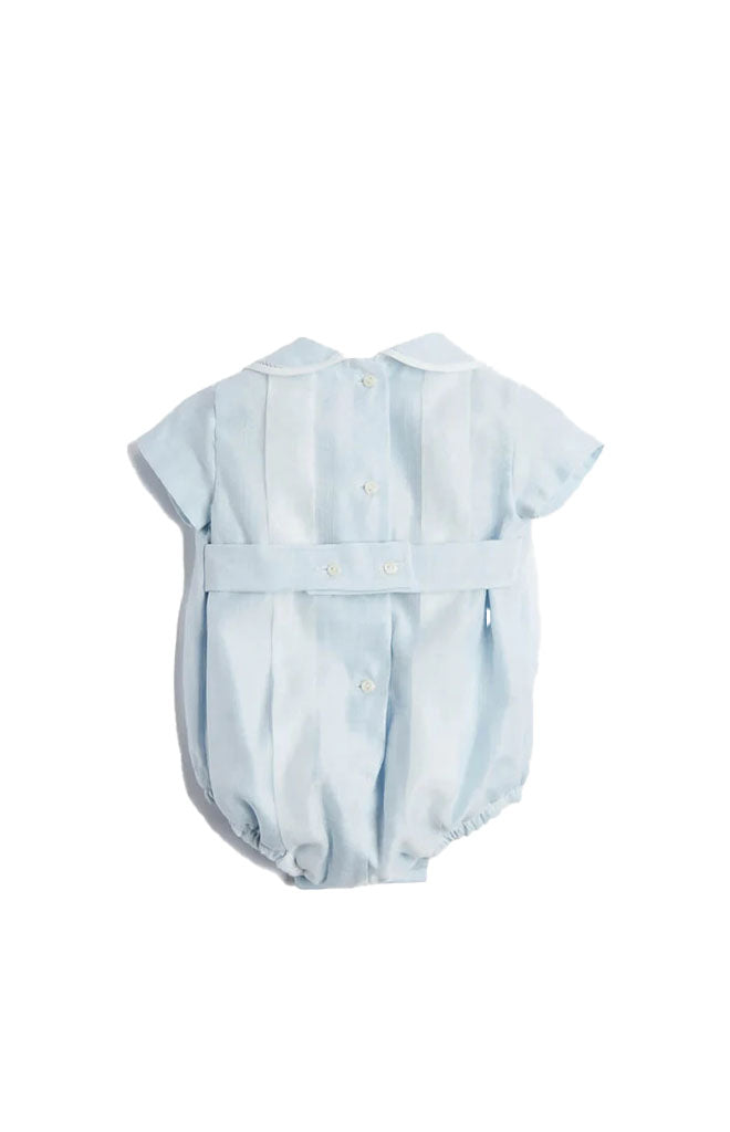 Lace Detail Peter Pan Collar Romper in Pale Blue
