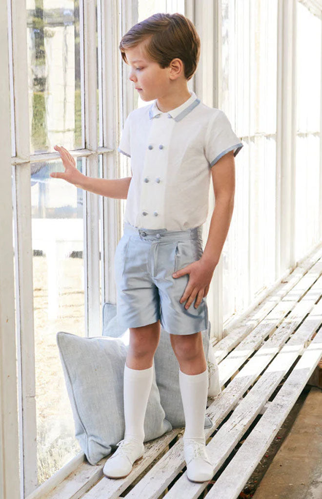 Boys Celebration Shorts in Blue silk